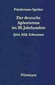 Cover: Der deutsche Aphorismus im 20. Jahrhundert Cover: Der deutsche Aphorismus im 20. Jahrhundert