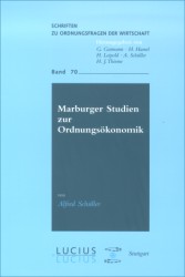 Cover: Marburger Studien zur Ordnungsökonomik Cover: Marburger Studien zur Ordnungsökonomik