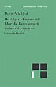 Cover: De vulgari eloquentia I. Über die Beredsamkeit in der Volkssprache